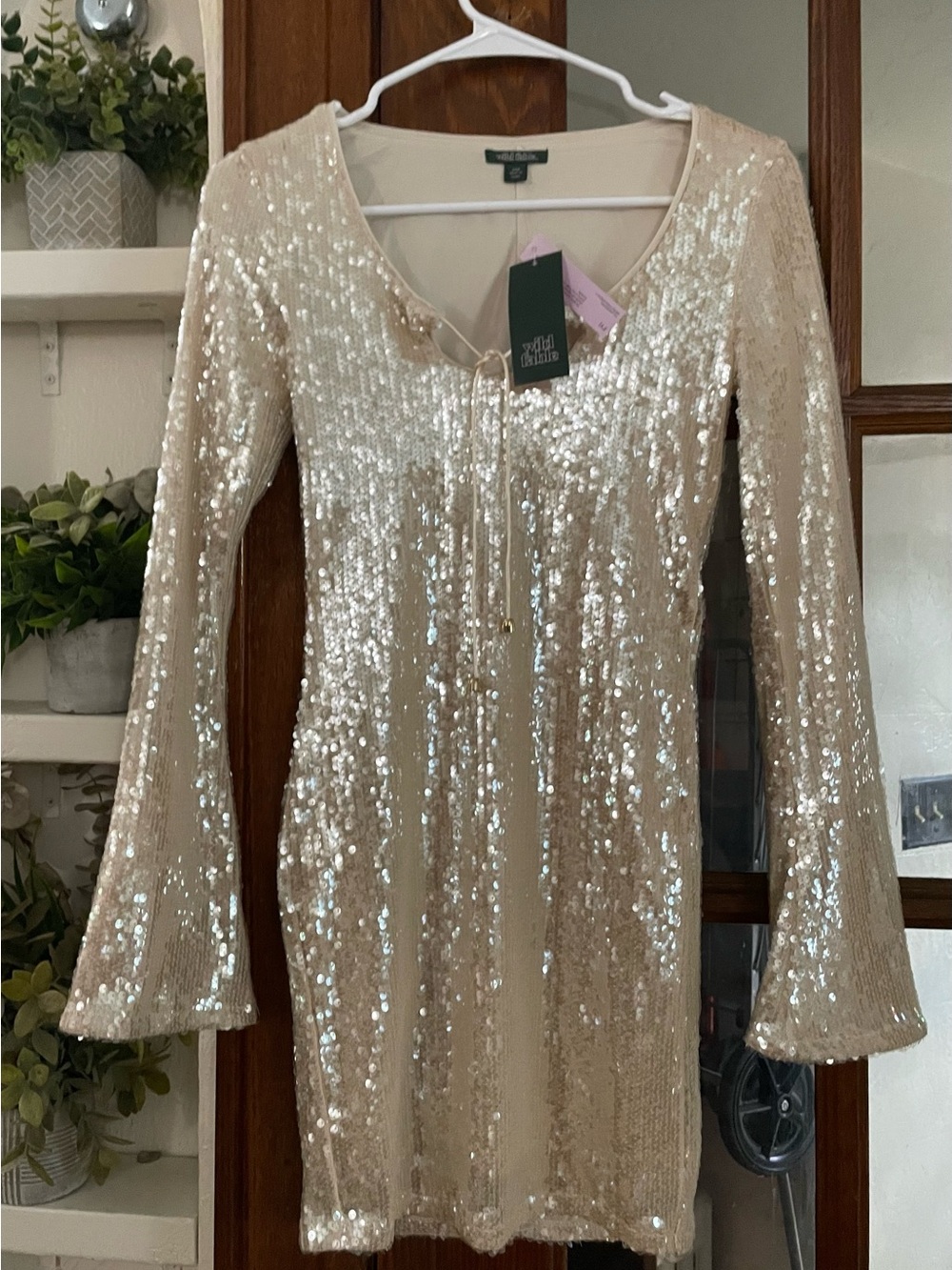 wild fable Gold Sequin Long-Sleeve Mini Dress